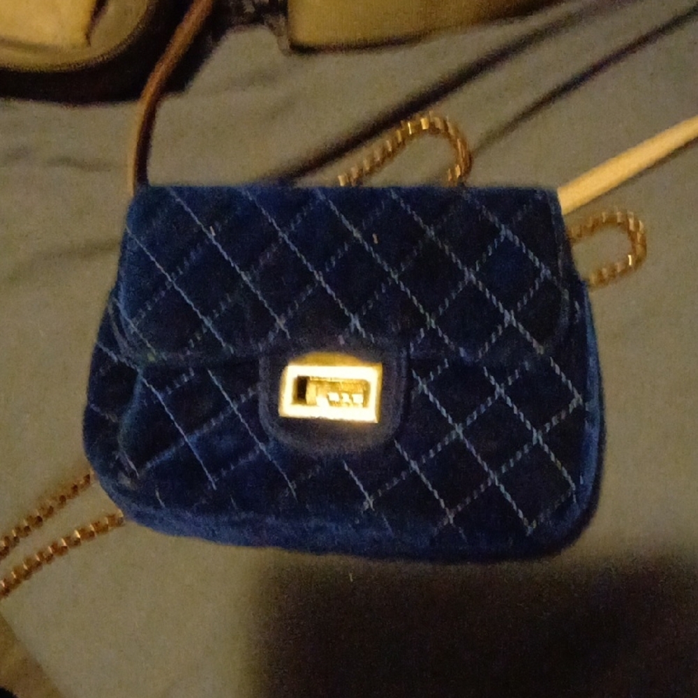 Luxurious Blue Quilted Crossbody Bag